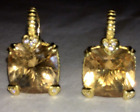JUDITH RIPKA Lg Lola Earrings All 18k karat Yellow Gold Diamond Lt Brown Quartz