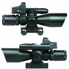 2.5-10X40 Rifle Scope with Green Laser and Mini Reflex 3 MOA Red Dot Sight
