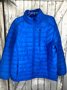 Xersion Mens L Jacket Packable Puffer Coat Lightweight Full Zip Blue