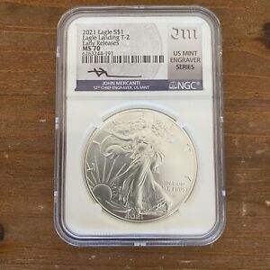 2021 Silver Eagle Coin Business Strike Type 2 NGC MS70 Early Release Mercanti