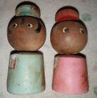 Wooden Sailor Boy and Girl Salt and Pepper Shakers Mid Century Japanese Vintage