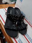 Vionic Women 9 Maggie Black Studded Patent Leather Wedge Slide Sandals Orthaheel