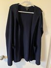 Charter Club Navy luxury 100% Cashmere Hooded Open Cape Short-sleeved cardigan M