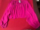 Womens 579  pink long sleeve crop top blouse sz m