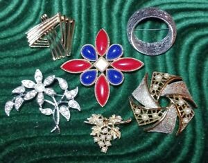 Vintage EMMONS Brooch Lot Of 6 Gold Tone Silver Tone ALL SIGNED