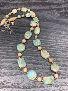 Vintage Necklace Various Shapes  Turquoise stone Beaded  18”