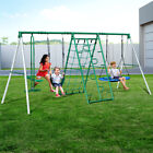 Metal Swing Set for Kids 2 Seats & 1 Swing Glider Hold up to 700lbs for Backyard