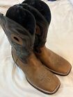 J.B. Dillon Reserve Western Boots Size 12 EE Mens Brown Turquoise Square Toe EUC