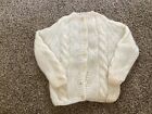 Vtg Ivory Wool Mohair Nylon Cardigan Sweater Made In Italy Hand Knit Womens L