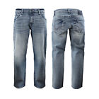 Men's Faded Wash Relaxed Fit Cotton Blend Denim Light Blue Casual Jean Pants