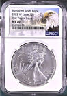 2022 w burnished silver eagle ngc ms70 first day of issue eagle mtn label coa