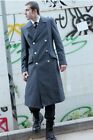 Vintage 90s Grey German Army Trench coat Greatcoat military wool blend overcoat