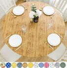 Vinyl Tablecloth Round Fitted Elastic Flannel Backing Cedar Wood Grain Pattern