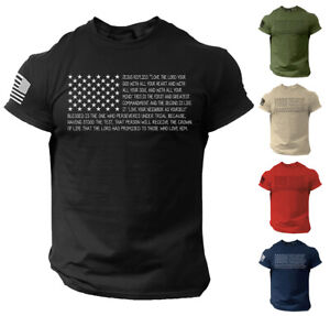 Bible T Shirt Men's USA Flag American Christian Bible Verse Gift Shirt
