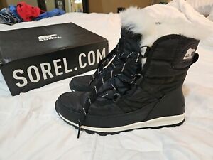 Sorel Whitney Short Lace Black Waterproof Winter Boots NL2776-010 Women Size 8.5