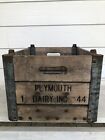 Vintage Milk Crate Wooden 12 bottle Plymouth Jan 1944
