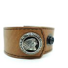 King Baby Studio Cigar Brown Leather Cuff Bracelet Silver Indian Motorcycle
