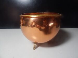 Vintage Copper Pot Or Small Kettle Three Footed With Handle & Original Sticker