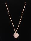 Vintage Necklace Rose Quartz Heart Pendant AVON