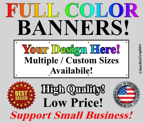 ANY SIZE! FULL COLOR Advertising Vinyl Banner Sign Many Sizes business USA 13oz.