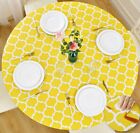 Vinyl Tablecloth Round Fitted Elastic Flannel Backed Moroccan Trellis 36-72 Inch