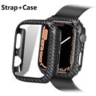 Carbon Fiber iWatch Band Strap+Case For Apple Watch Series 9 8 7 6 SE 5 38-45mm