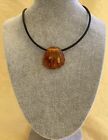 BALTIC AMBER & AFRICAN WOOD or CARVED HONEY AMBER PENDANT NECKLACE CHOKER