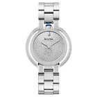 Bulova Rubaiyat Women's Quartz Diamond Accents Sapphire Silver Watch 35MM 96R238