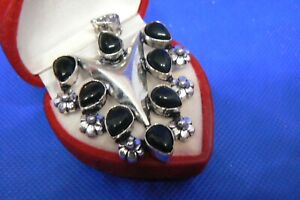 STERLING SILVER PENDANT WITH LOTS OF BLACK ONYX  NEW NEVER WORN NO CHAIN F2 @