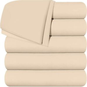 Bed Sheet Pack of 6 Flat Sheets Brushed Microfiber Hotel Quality Utopia Bedding