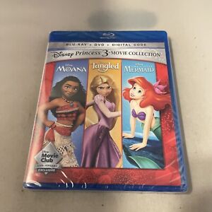 Disney Princess 3-Movie Collection: Moana, Tangled, & Little Mermaid Blu-Ray DVD
