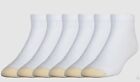 GoldToe Men's White Cotton Ankle Athletic Sock, 6 Pair Shoe Size 12-16