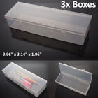 3x pcs - Large Clear Plastic Storage Container Box Hinged Lid Crafts Markers