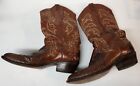 Larry MAHAN Cowboy Western BOOTS Cognac Leather Snake Skin Print? 12D