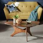Modern Triangle Coffee Tea Table Simple Style End Table W/Pine Wood Legs Home