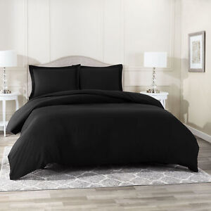 Duvet Cover Set Soft Brushed Comforter Cover W/Pillow Sham, Black - Queen