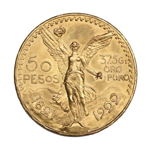 Mexico Random Year (1922-1928) Gold 50 Peso AU-BU condition coin 1.2056oz
