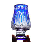 Old Fashioned Vintage Shot Wine Glass 6oz Hand Cut Blue For Soju Brandy Cocktail