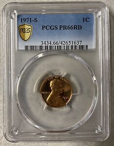 1971 S 1C Proof Lincoln Cent, PCGS PR66RD, Gold Shield