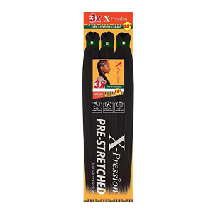 X-Pression Synthetic Braid - 3X PRE-STRETCHED 58 Inch (1 Jet Black)