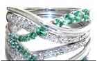 Graduated Emerald & Diamond Accented Ring Size 7 .925 Sterling Silver Lab Create
