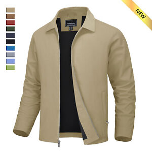 Men's Light Thin Casual Jacket Golf Sport Windbreaker Front Zip Panel Jackets
