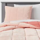 Full/Queen Comforter Set Windowpane Velvet Pink - Pillowfort