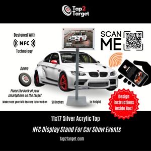 Custom Car Show Display Stand 11x17in Acrylic Top NFC and QR Code Technology