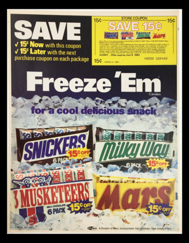 1983 Milky Way Snickers 3 Musketeers & Mars Circular Coupon Advertisement
