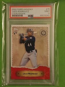 New Listing2022 Topps MLB Holiday Countdown Collection Julio Rodriguez #15 Rookie RC PSA 9