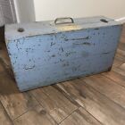 Antique Wooden Carpenters Toolbox Vintage Suitcase Storage Chest