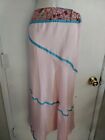 Kablan Womens Skirt 100% silk Br Pink/turquoise trim Straight skirt