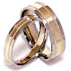 14k Gold Matching His & Hers Wedding Ring Set Two Tone Wedding Bands