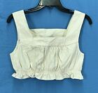 URBAN OUTFITTERS Renewal VINTAGE FABRICS Upcycled CREME Stripe RUFFLE Crop Top S